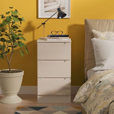 Ready Assembled 2 U Lucca 3 Drawer Bedside Cabinet (Ready Assembled) in Taupe Taupe Ready Assembled 2 U Lucca 3 Drawer Bedside Cabinet (Ready Assembled) in Taupe Taupe