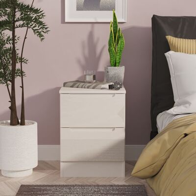 Ready Assembled 2 U Lucca 2 Drawer Bedside Cabinet (Ready Assembled) in Taupe Taupe Ready Assembled 2 U Lucca 2 Drawer Bedside Cabinet (Ready Assembled) in Taupe Taupe