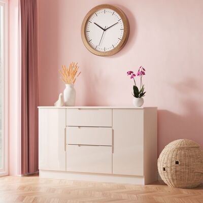 Ready Assembled 2 U Lucca 2 Door 3 Drawer Sideboard (Ready Assembled) in Taupe Taupe Ready Assembled 2 U Lucca 2 Door 3 Drawer Sideboard (Ready Assembled) in Taupe Taupe