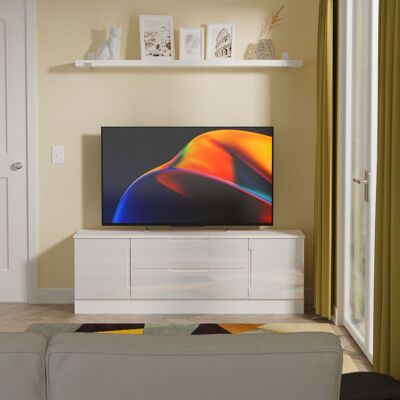 Ready Assembled 2 U Lucca 2 Door 2 Drawer Superwide TV Unit (Ready Assembled) in White Size: Large White Large Ready Assembled 2 U Lucca 2 Door 2 Drawer Superwide TV Unit (Ready Assembled) in White Size: Large White Large