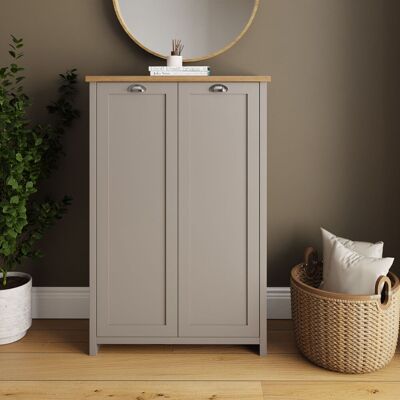 GFW - Lancaster - Grey Oak - 2 Door Tall Shoe Cabinet GFW - Lancaster - Grey Oak - 2 Door Tall Shoe Cabinet