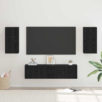 Berkfield Home TV Cabinet with Shelf Wall-mounted Other with Storage with Door 4 pcs Black oak Medium 60 x 30 x 30 cm Black 60 x 30 x 30 cm Berkfield Home TV Cabinet with Shelf Wall-mounted Other with Storage with Door 4 pcs Black oak Medium 60 x 30 x 30 cm Black 60 x 30 x 30 cm