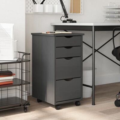 Berkfield Home Rolling Cabinet with Drawers MOSS Grey Solid Wood Pine Grey Berkfield Home Rolling Cabinet with Drawers MOSS Grey Solid Wood Pine Grey