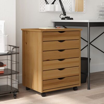 Berkfield Home Rolling Cabinet with Drawers MOSS Honey Brown Solid Wood Pine Brown Berkfield Home Rolling Cabinet with Drawers MOSS Honey Brown Solid Wood Pine Brown