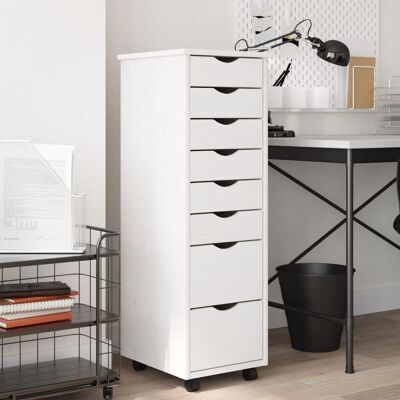 Berkfield Home Rolling Cabinet with Drawers MOSS White Solid Wood Pine White Berkfield Home Rolling Cabinet with Drawers MOSS White Solid Wood Pine White
