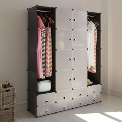Berkfield Home Modular Cabinet 18 Compartments Black & White 37x146x180.5 cm Black 37x146x180.5 cm Berkfield Home Modular Cabinet 18 Compartments Black & White 37x146x180.5 cm Black 37x146x180.5 cm
