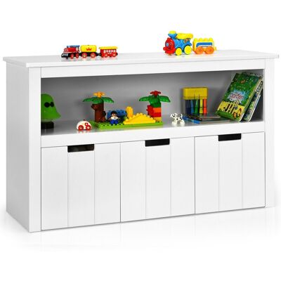 Costway 3 Drawer Storage Cabinet Wooden Bookshelf Display Rack Toy Organizer Table in White White Costway 3 Drawer Storage Cabinet Wooden Bookshelf Display Rack Toy Organizer Table in White White