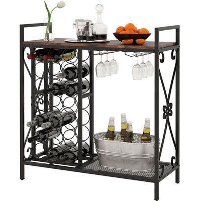 Gymax 21 Bottle Wine Rack Freestanding Floor Wine Bottle Organizer-Brown in Brown Brown Gymax 21 Bottle Wine Rack Freestanding Floor Wine Bottle Organizer-Brown in Brown Brown