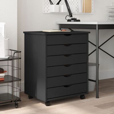 Berkfield Home Rolling Cabinet with Drawers MOSS Grey Solid Wood Pine Grey Berkfield Home Rolling Cabinet with Drawers MOSS Grey Solid Wood Pine Grey