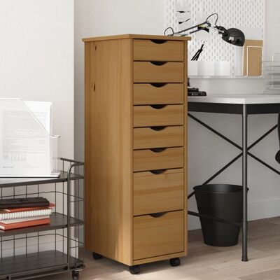 Berkfield Home Rolling Cabinet with Drawers MOSS Honey Brown Solid Wood Pine Brown Berkfield Home Rolling Cabinet with Drawers MOSS Honey Brown Solid Wood Pine Brown
