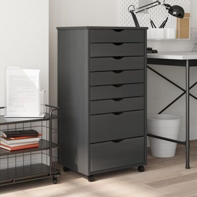 Berkfield Home Rolling Cabinet with Drawers MOSS Grey Solid Wood Pine Grey Berkfield Home Rolling Cabinet with Drawers MOSS Grey Solid Wood Pine Grey