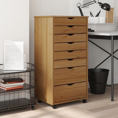 Berkfield Home Rolling Cabinet with Drawers MOSS Honey Brown Solid Wood Pine Brown Berkfield Home Rolling Cabinet with Drawers MOSS Honey Brown Solid Wood Pine Brown