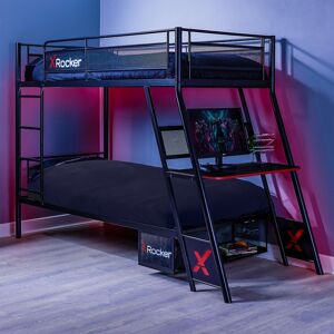 X Rocker Armada Bunk Bed with Gaming Desk & Mattress Included in Black Size: Single Black Single X Rocker Armada Bunk Bed with Gaming Desk & Mattress Included in Black Size: Single Black Single