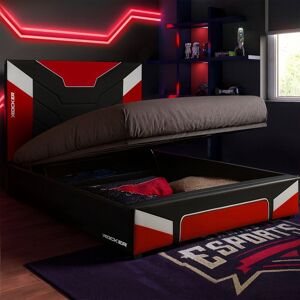 X Rocker Cerberus Gaming Ottoman Bed for Kids & Teens, Upholstered in Red Size: Double Red Double X Rocker Cerberus Gaming Ottoman Bed for Kids & Teens, Upholstered in Red Size: Double Red Double
