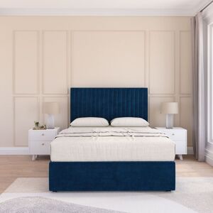 Sloomy Manhattan Plush Velvet Memory Foam Bed Set With No Drawers, Mattress & Headboard in Navy Size: Double Navy Double Sloomy Manhattan Plush Velvet Memory Foam Bed Set With No Drawers, Mattress & Headboard in Navy Size: Double Navy Double