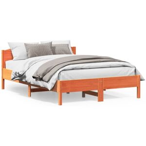Berkfield Home Bed Frame without Mattress Wax Brown 120x200 cm Solid Wood Pine Size: Small Double Brown Small Double Berkfield Home Bed Frame without Mattress Wax Brown 120x200 cm Solid Wood Pine Size: Small Double Brown Small Double