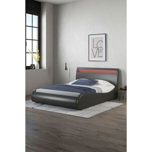 SlumberWorx Orion LED Lights Headboard Gaming Style Faux Leather Bed Frame w 15cm Comfort Foam Mattress in Black Size: Double Black Double SlumberWorx Orion LED Lights Headboard Gaming Style Faux Leather Bed Frame w 15cm Comfort Foam Mattress in Black Size: Double Black Double