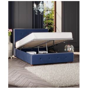 Laurence Llewelyn-Bowen Hesper Ottoman Storage Bed in Plush Velvet Fabric, Custom Made in Navy Size: Double Navy Double Laurence Llewelyn-Bowen Hesper Ottoman Storage Bed in Plush Velvet Fabric, Custom Made in Navy Size: Double Navy Double