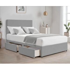 Bed Time UK Suede Divan Bed with 2 Drawers, 20" Plain Headboard & Memory Mattress in Grey Size: Single Grey Single Bed Time UK Suede Divan Bed with 2 Drawers, 20" Plain Headboard & Memory Mattress in Grey Size: Single Grey Single