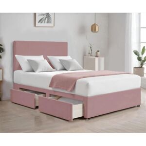 Bed Time UK Suede Divan Bed with 2 Drawers, 20" Plain Headboard & Memory Mattress in Pink Size: Super King Pink Super King Bed Time UK Suede Divan Bed with 2 Drawers, 20" Plain Headboard & Memory Mattress in Pink Size: Super King Pink Super King