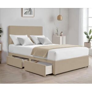 Bed Time UK Suede Divan Bed with 2 Drawers, 20" Plain Headboard & Memory Mattress in Ivory Size: King Ivory King Bed Time UK Suede Divan Bed with 2 Drawers, 20" Plain Headboard & Memory Mattress in Ivory Size: King Ivory King