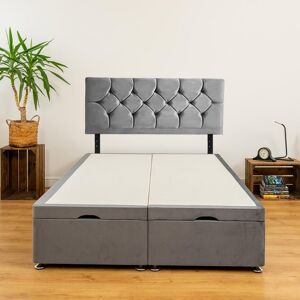 Bedsland Luxurious Teal Plush Velvet Divan Bed Set - 20" Chesterfield Headboard with 10" Spring Memory Foam Mattress - 2 Storage Drawers Size: King Grey King Bedsland Luxurious Teal Plush Velvet Divan Bed Set - 20" Chesterfield Headboard with 10" Spring Memory Foam Mattress - 2 Storage Drawers Size: King Grey King