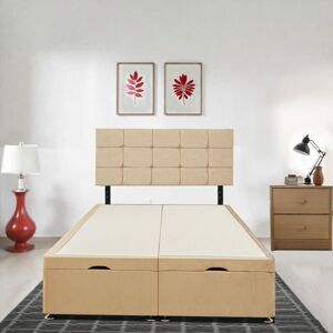 Bedsland Luxurious Teal Plush Velvet Divan Bed Set - 20" Chesterfield Headboard with 10" Spring Memory Foam Mattress - 2 Storage Drawers Beige Double Bedsland Luxurious Teal Plush Velvet Divan Bed Set - 20" Chesterfield Headboard with 10" Spring Memory Foam Mattress - 2 Storage Drawers Beige Double