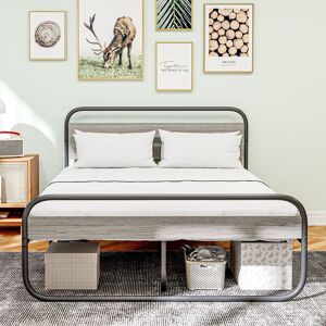 HOMCOM Bed Frame Metal Platform Bed Frame Industrial Style Easy Assembly in Grey Size: King Grey King HOMCOM Bed Frame Metal Platform Bed Frame Industrial Style Easy Assembly in Grey Size: King Grey King