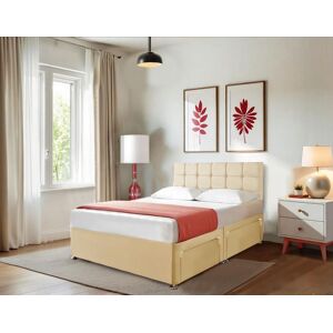 Bedsland Luxurious Beige Linen Look Divan Bed Set - 20" Cubic Headboard with 10" Spring Memory Foam Mattress - 2 Storage Drawers Size: Super King Beige Super King Bedsland Luxurious Beige Linen Look Divan Bed Set - 20" Cubic Headboard with 10" Spring Memory Foam Mattress - 2 Storage Drawers Size: Super King Beige Super King