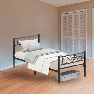 VASAGLE Single Metal Bed Frame Easy Assembly Small Space Guest Room in Black Black Single VASAGLE Single Metal Bed Frame Easy Assembly Small Space Guest Room in Black Black Single