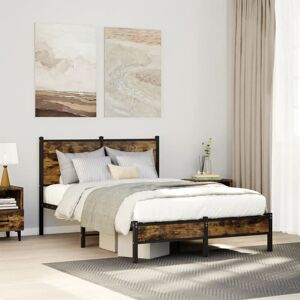 Berkfield Home Metal Bed Frame without Mattress Smoked Oak 120x200 cm in Brown Size: Small Double Brown Small Double Berkfield Home Metal Bed Frame without Mattress Smoked Oak 120x200 cm in Brown Size: Small Double Brown Small Double