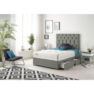 Somnior Premier Linen Fabric Divan Bed with Spring Memory Foam Mattress & Upholstered Headboard 4 Drawers in Silver Size: King Silver King Somnior Premier Linen Fabric Divan Bed with Spring Memory Foam Mattress & Upholstered Headboard 4 Drawers in Silver Size: King Silver King