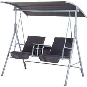 Outsunny 2 Person CovePatio Swing with Pivot Table and Storage Console