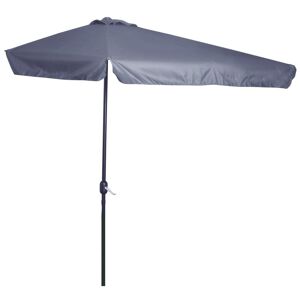 Outsunny Half Round Parasol Garden Sun Umbrella Metal with Crank