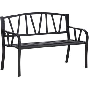 Outsunny Metal Loveseat 2-Seater Outdoor Furniture with Ergonomic Armrest