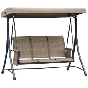 Outsunny 3 Seat Metal Fabric Backyard Balcony Patio Swing Chair with Canopy
