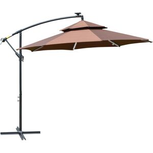 Outsunny 3Metre Cantilever Parasol Hanging Banana Umbrella with lights