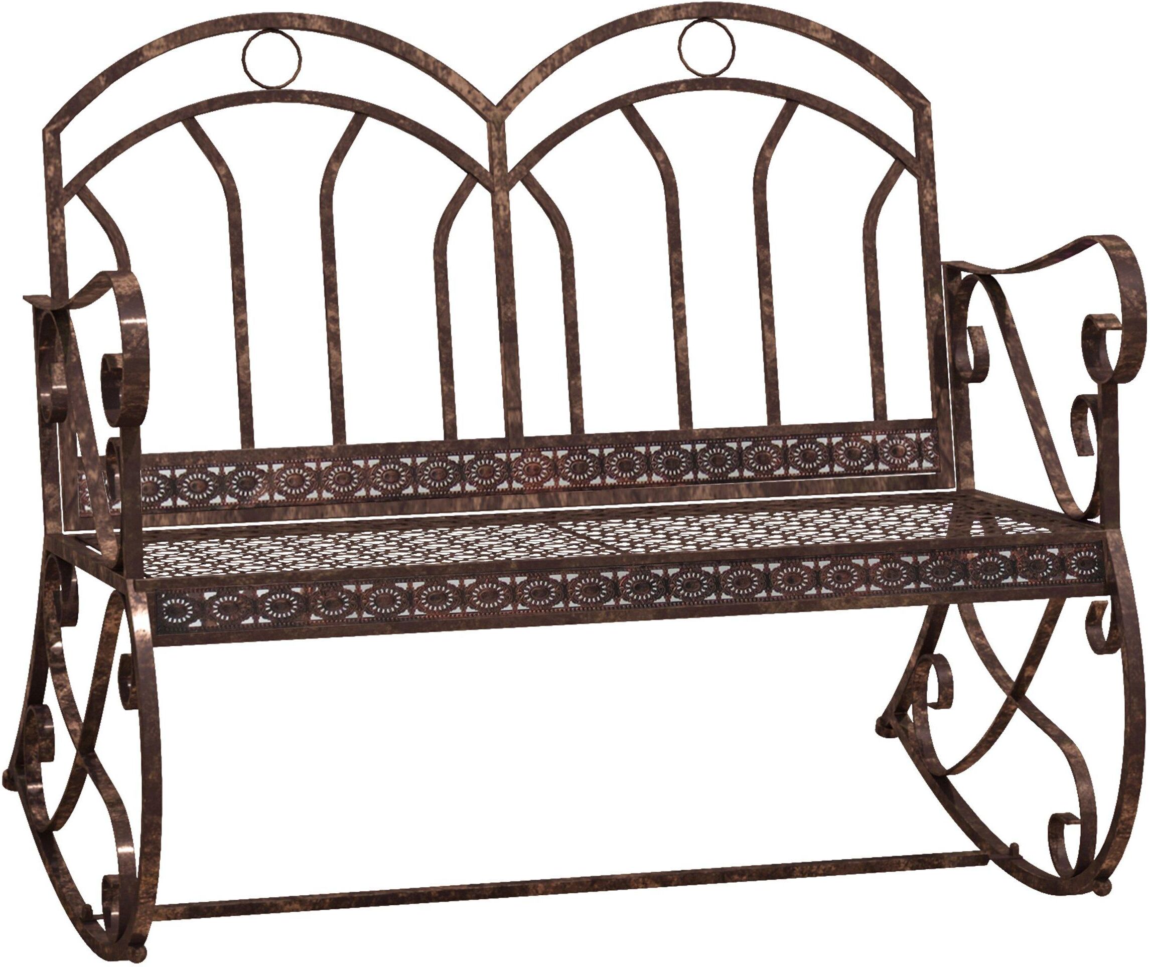 Outsunny Rocking Chair Swing Bench Loveseat Metal Bronze Garden Outdoor