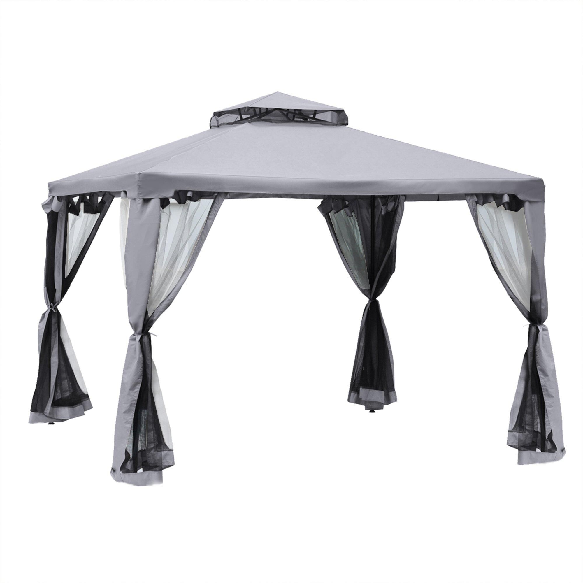 Outsunny 3 x 3 m Metal Gazebo Garden Outdoor 2-Tier Roof Marquee Party