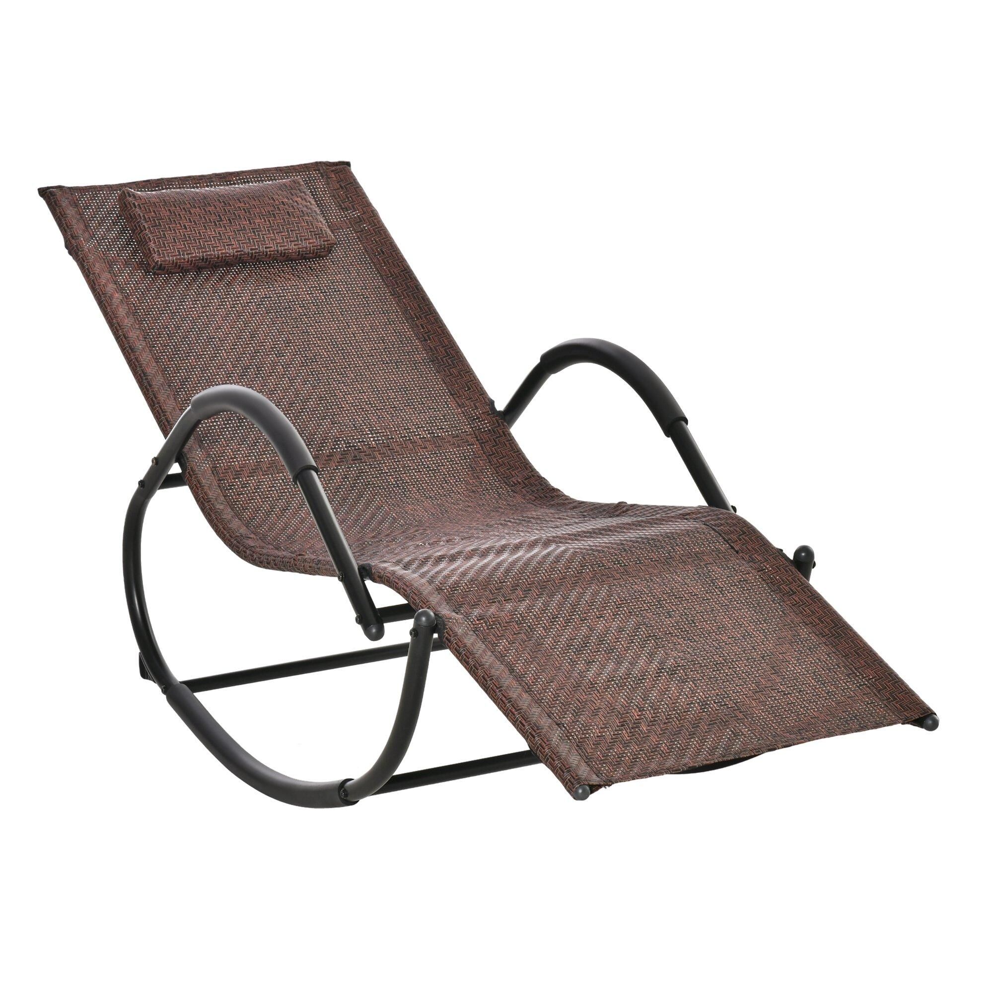 Outsunny Zero Gravity Rocking Lounge Chair Pillow Garden Outdoor Furniture