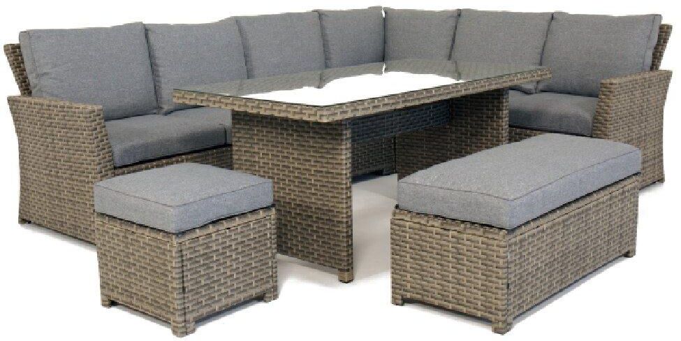 Out & Out Original Palma Corner Outdoor 9 Seater Rattan Garden Lounge Set