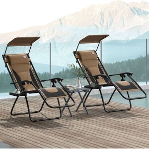 OUTSUNNY 2 Pcs Zero Gravity Lounger Chair, Folding Reclining Chair, Brown Size: 2 Pack Brown 2 Pack OUTSUNNY 2 Pcs Zero Gravity Lounger Chair, Folding Reclining Chair, Brown Size: 2 Pack Brown 2 Pack