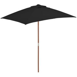 Berkfield Home Outdoor Parasol with Wooden Pole Black 150x200 cm Black 150x200 cm Berkfield Home Outdoor Parasol with Wooden Pole Black 150x200 cm Black 150x200 cm