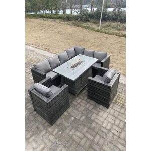 Fimous Outdoor Corner Sofa Burner Gas Fire Pit Table Sets Heater Lounge Chairs 8 Seater in Dark Grey Dark Grey Fimous Outdoor Corner Sofa Burner Gas Fire Pit Table Sets Heater Lounge Chairs 8 Seater in Dark Grey Dark Grey