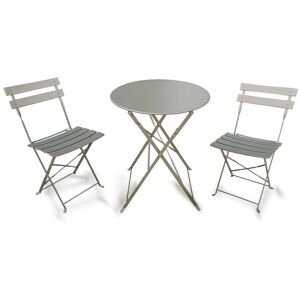 FURNITURE ONE Metal Bistro Set, Folding Patio Furniture Table & Chairs Set of 2 in Tan Size: 2 Seater Tan 2 Seater FURNITURE ONE Metal Bistro Set, Folding Patio Furniture Table & Chairs Set of 2 in Tan Size: 2 Seater Tan 2 Seater