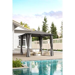 Living and Home 10x10ft Metal Garden Pop Up Gazebo with Lights in Dark Grey Dark Grey Living and Home 10x10ft Metal Garden Pop Up Gazebo with Lights in Dark Grey Dark Grey