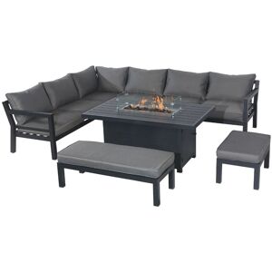FURNITURE ONE Outdoor Gas Fire Pit Dining Table Set, Garden Corner Sofa Set in Grey Size: 1 Pack Grey 1 Pack FURNITURE ONE Outdoor Gas Fire Pit Dining Table Set, Garden Corner Sofa Set in Grey Size: 1 Pack Grey 1 Pack