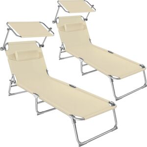 tectake Set Of 2 Sun Loungers Cloé in Beige Size: 2 Seater Beige 2 Seater tectake Set Of 2 Sun Loungers Cloé in Beige Size: 2 Seater Beige 2 Seater