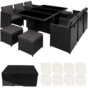 tectake Garden Table & Chairs New York in Black Size: 2XL Black 2XL tectake Garden Table & Chairs New York in Black Size: 2XL Black 2XL