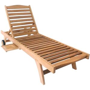 Charles Bentley Solid Wooden Teak Garden Patio Reclining Sun Lounger Sunbed in Brown Brown Charles Bentley Solid Wooden Teak Garden Patio Reclining Sun Lounger Sunbed in Brown Brown